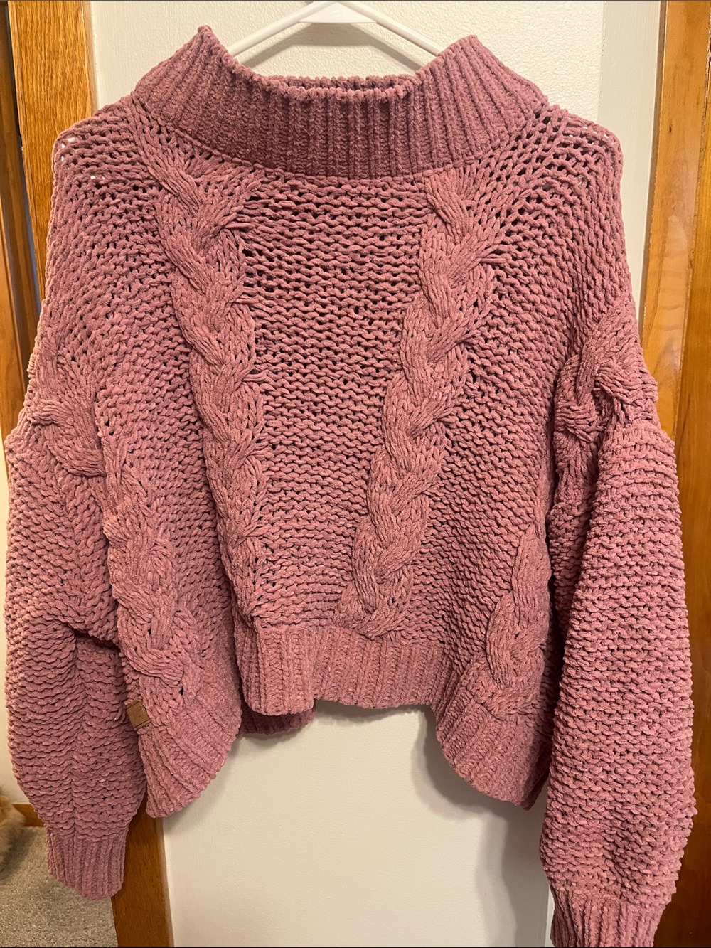 Simply Southern Braided Cable Turtleneck Sweater - Dusty Rose
